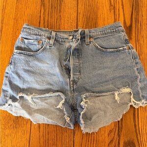 Levi's Blue Distressed Jean Shorts